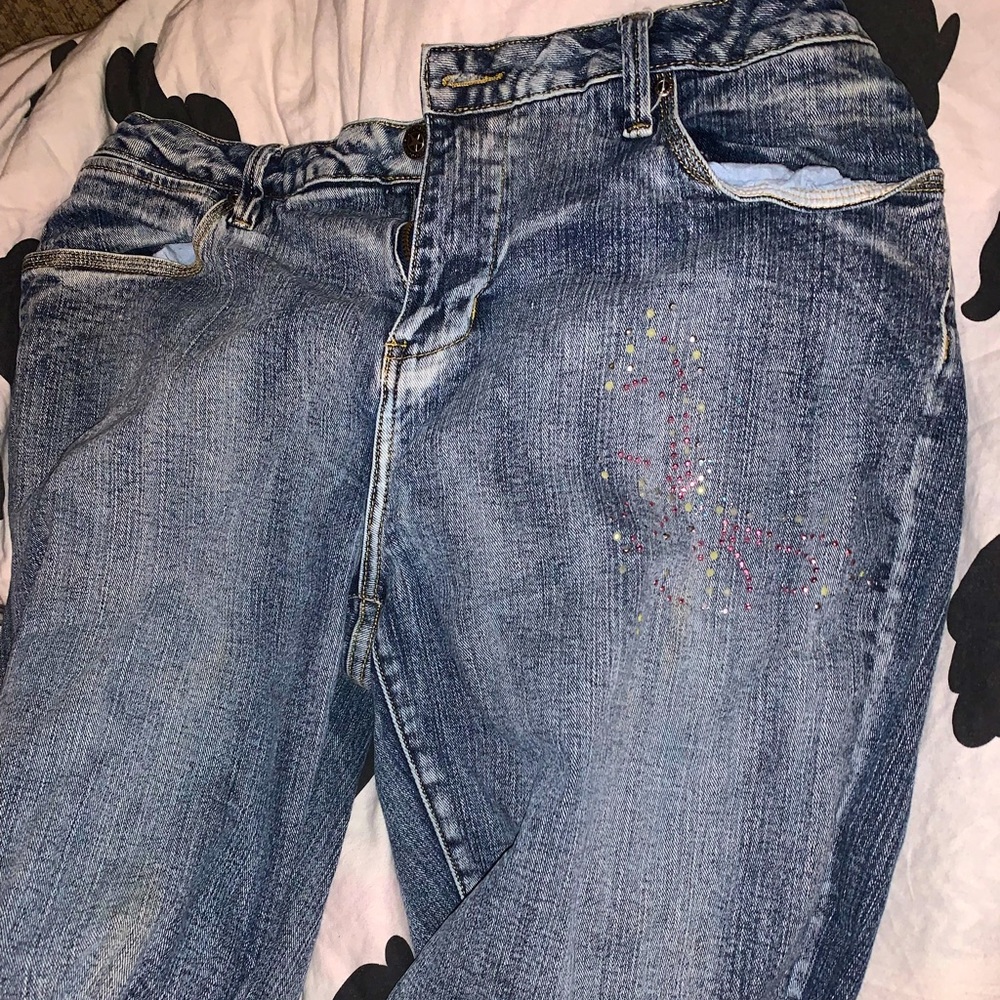 faded glory rhinestone butterfly jeans
